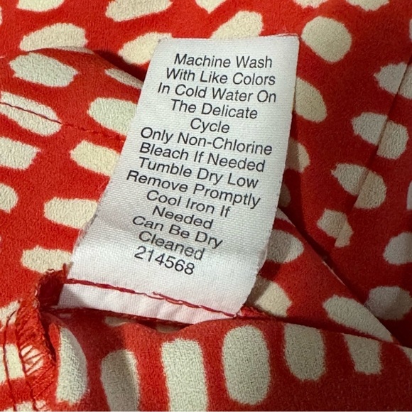 CAbi Madeline #294 Blouse Women's Medium Orange White Dot Cap Sleeve Cowl Neck - Picture 5 of 5